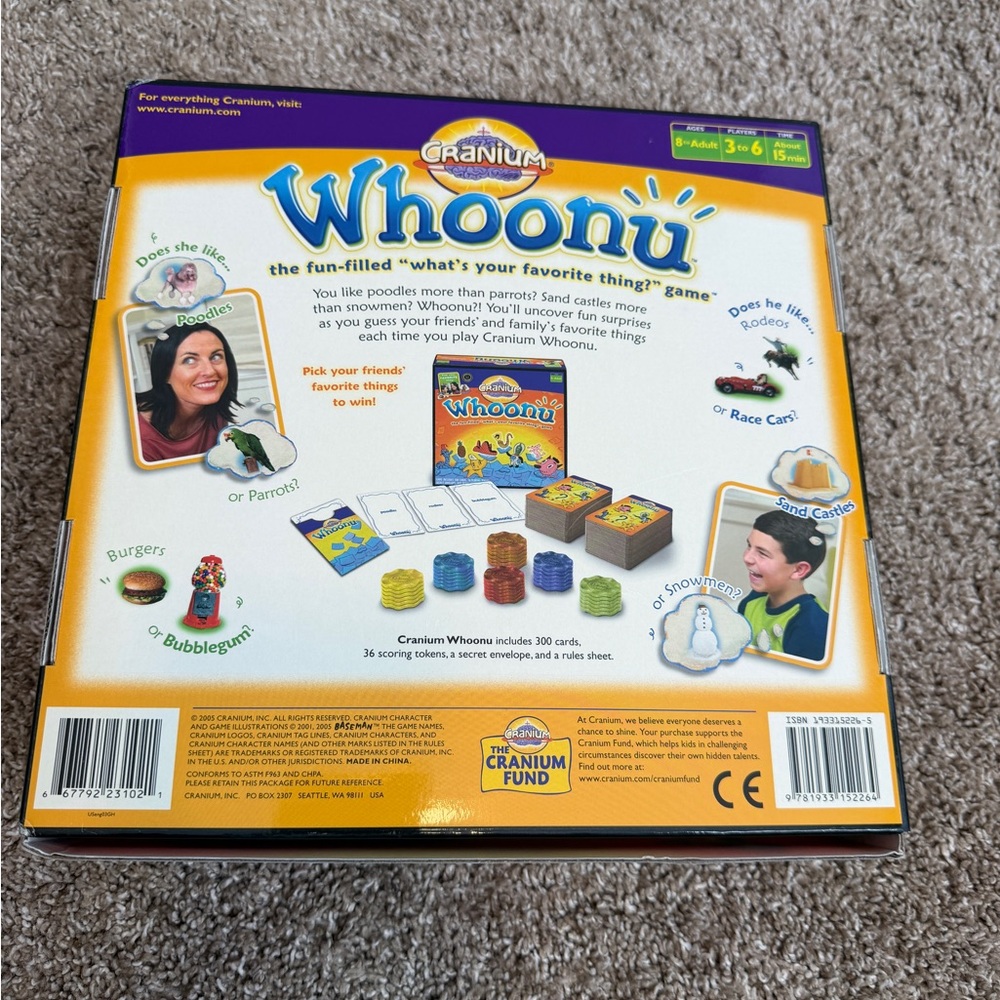 Cranium 2005 Whoonu Family Game What’s Your Favorite Thing COMPLETE Discontinued - Picture 8 of 12